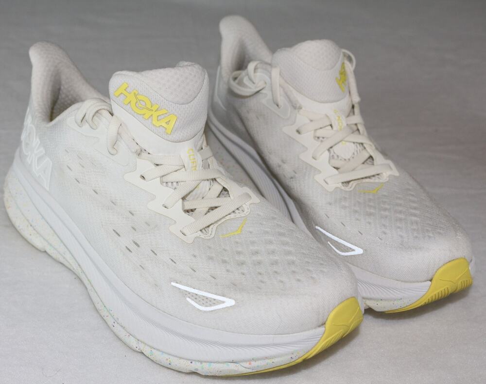 HOKA Clifton 9 Men’s Size 10 D White Lemonade Running Shoes 1127895-WTL